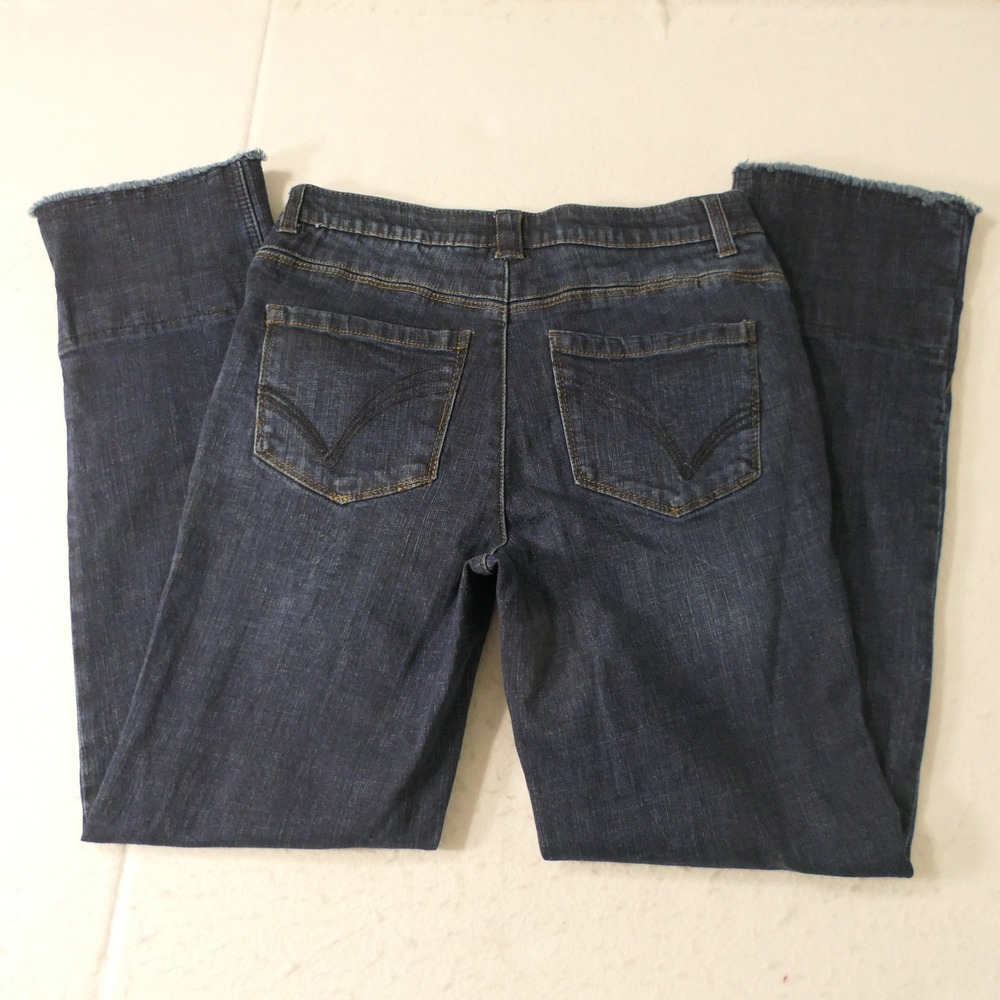 Democracy Womens Jeans 4 Blue Absolution Straight Leg Boho Edgy Raw Hem Slit - Picture 8 of 9